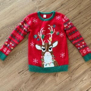 Holiday Time Red and Green Fuzzy Sweater